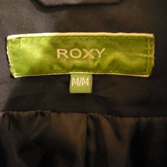Roxy Trench Coat Black Midi Length Lined Button Up Collar Classic Woman Medium - Picture 4 of 15